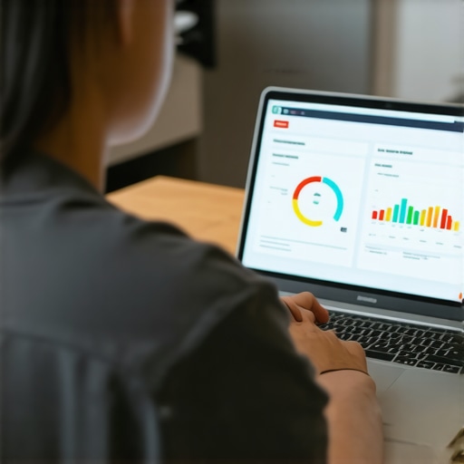 Person reviewing credit scores on a laptop with graphs and alerts