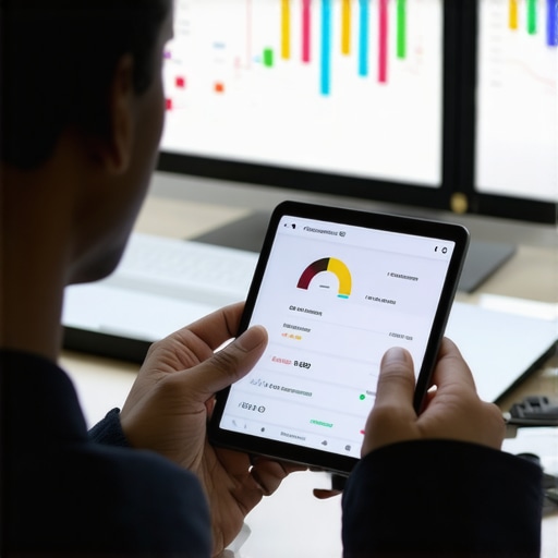 Person analyzing credit report on a laptop with financial graphs.