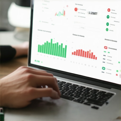 Person analyzing financial data on laptop screen with budgeting apps