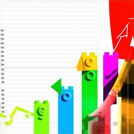An illustrated credit report showing upward trending scores with building blocks