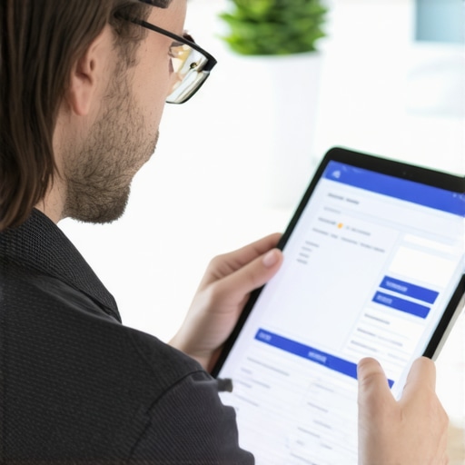 Business owner reviewing credit reports on tablet to build business credit securely.