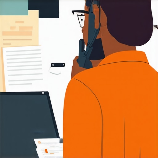 Person confidently negotiating debt settlement over the phone with documents and laptop.