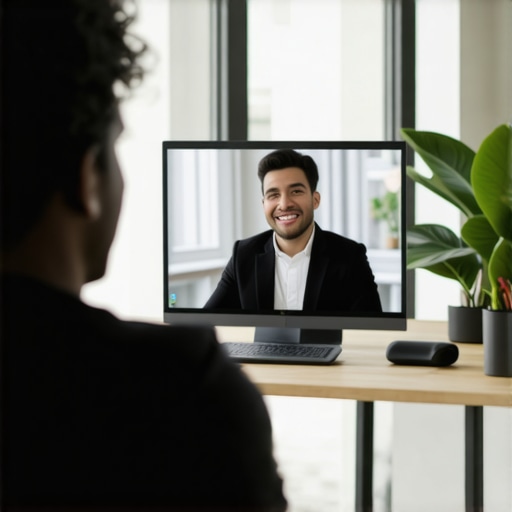Confident Negotiation on Video Call Person discussing interest rate reduction with bank representative via video call
