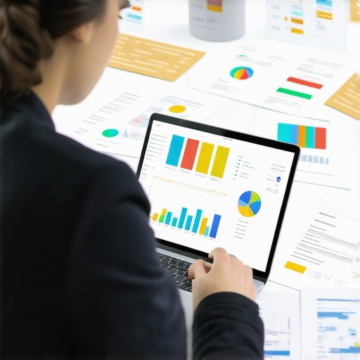 Person analyzing credit reports with monitoring tools and financial apps on a laptop.