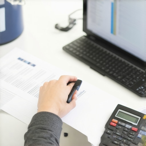 Individual analyzing credit reports at a desk for credit improvement.