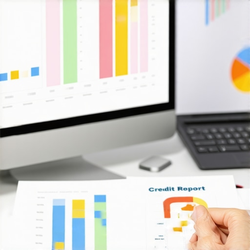 Credit monitoring tools in action Person analyzing credit score data using financial apps and charts