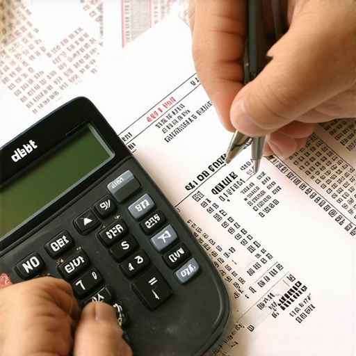 Person analyzing financial documents for debt management.