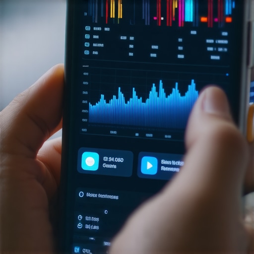 Person reviewing credit score data on a smartphone with financial graphs