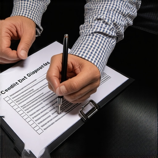 Person using a checklist to dispute errors on a credit report.