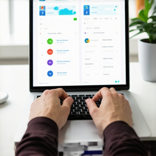 Person reviewing credit reports and using financial apps on a laptop for credit building.
