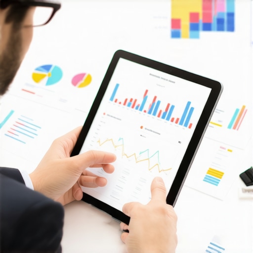 Person analyzing credit scores on a tablet with financial data and tools