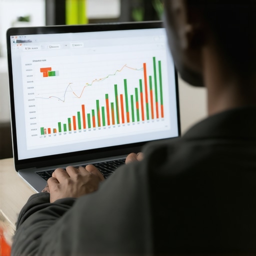Financial Tools for Credit Building Person managing finances on a laptop with visual charts and graphs