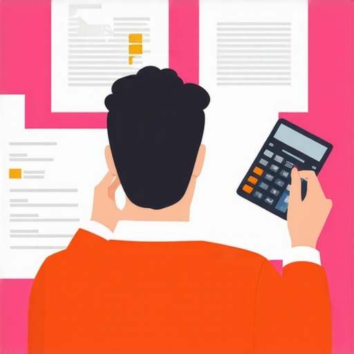 Person reviewing credit reports with financial tools for credit management.