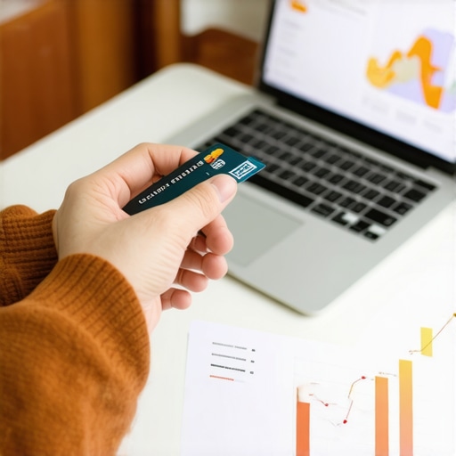 Person reviewing credit card statements and credit scores on a computer screen
