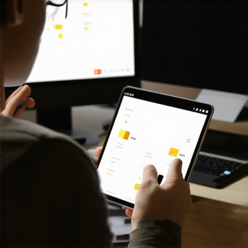 Person using smartphone and laptop for credit monitoring and budgeting