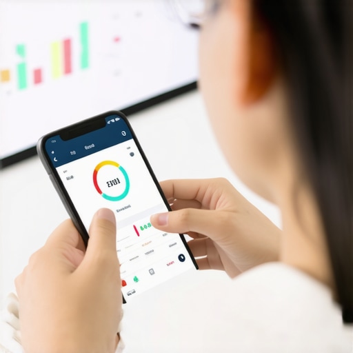 Individual reviewing credit score on laptop with financial data