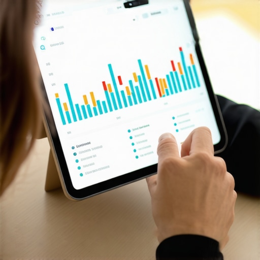 Person analyzing credit scores on a digital device using financial management apps.