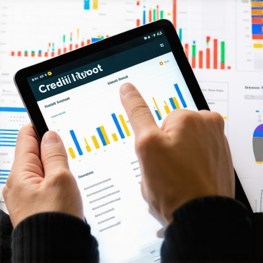 Person reviewing credit report on digital device to maintain financial health.