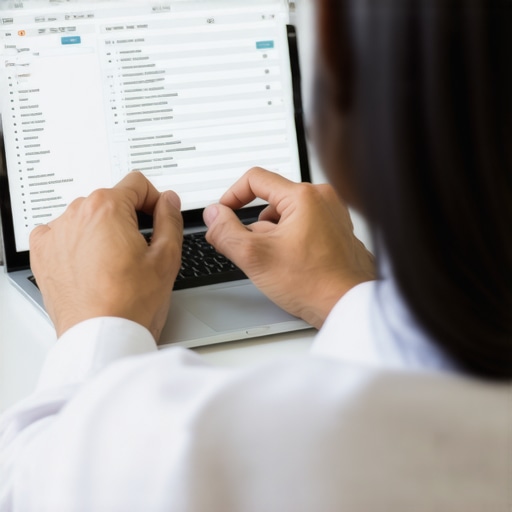 Person analyzing credit reports on a laptop screen, highlighting credit management