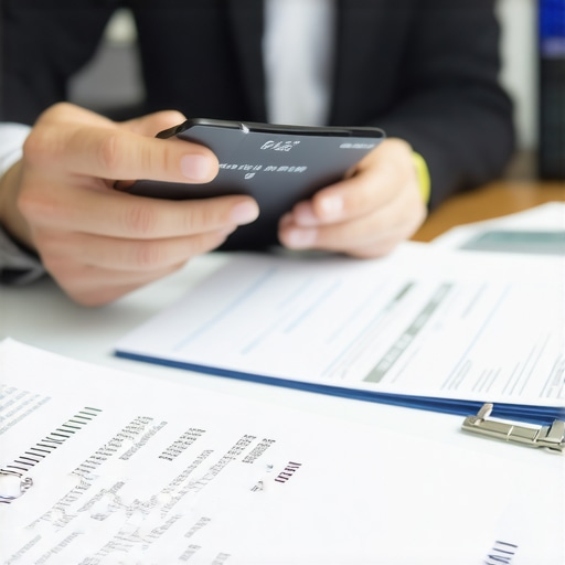 Person negotiating lower interest rate on credit card over the phone, with financial paperwork on the table.