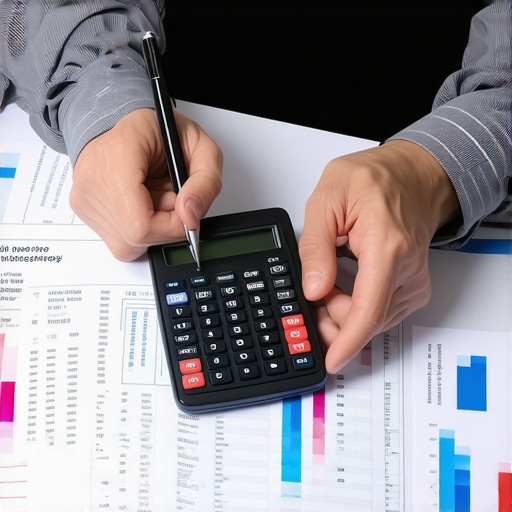 Person planning debt repayment using calculator and notes for effective debt management.
