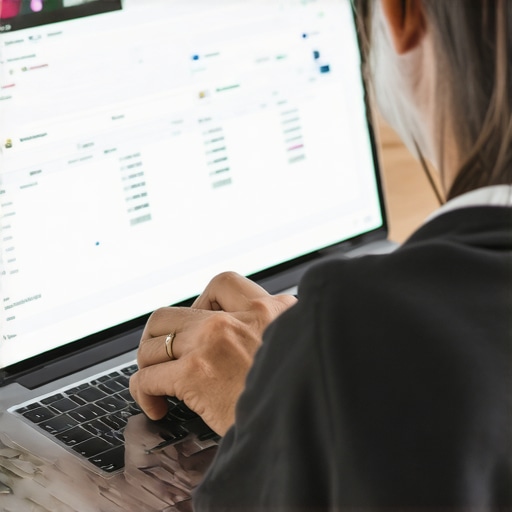 Individual examining credit reports and utilizing online financial management tools for credit maintenance.