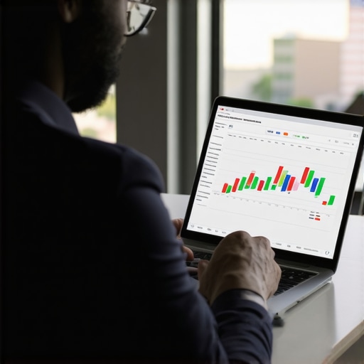 Business owner analyzing credit reports on a laptop with charts