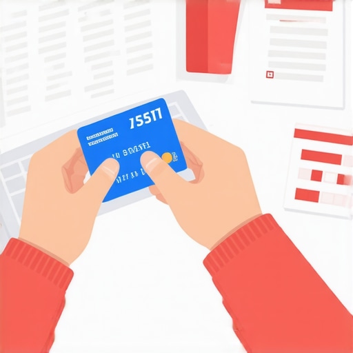 Person checking credit card activity on laptop with credit documents around