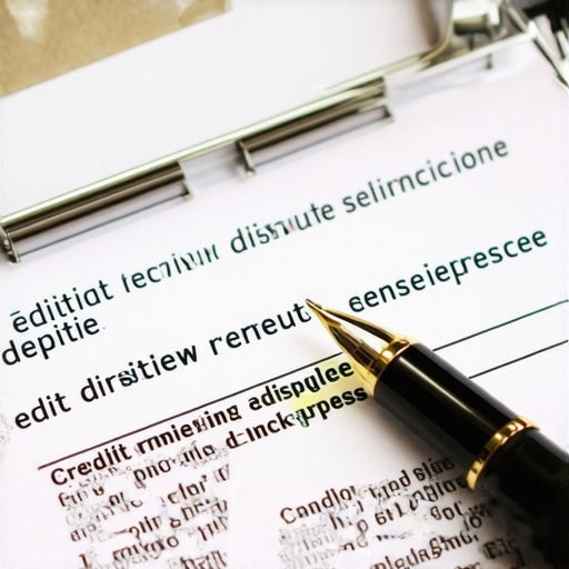 Person analyzing credit report with magnifying glass and pen for errors and inaccuracies.