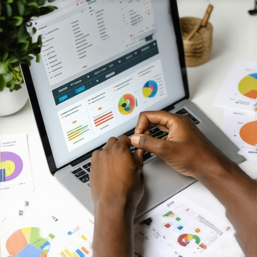 Person analyzing credit report on laptop for credit repair