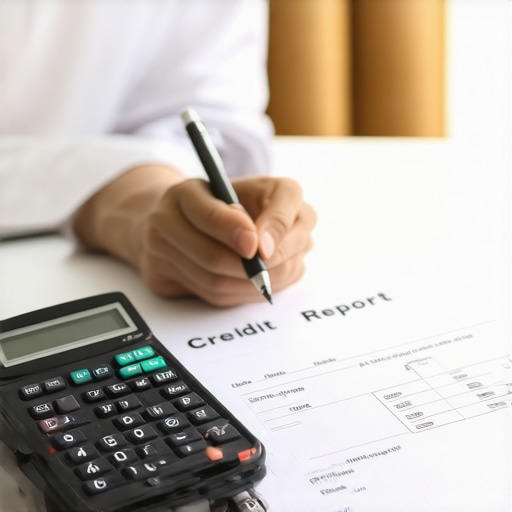 Individual analyzing credit report details at desk