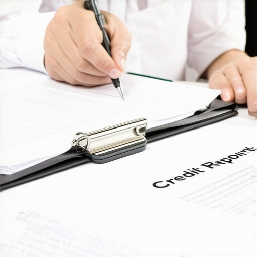 Person analyzing credit report documents and preparing dispute letters at a desk