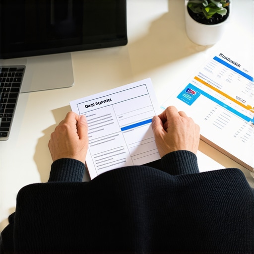 Person analyzing credit reports on a desk with financial documents