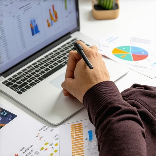 Person analyzing credit reports on a laptop with financial documents