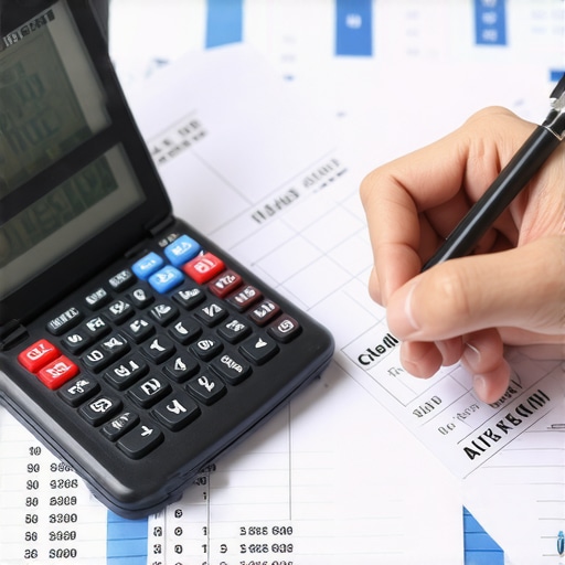 Person analyzing credit reports with financial tools.