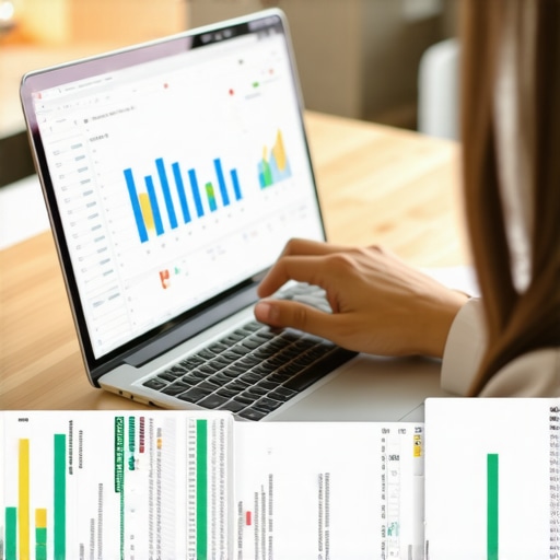 Person analyzing financial statements and subscription list on laptop