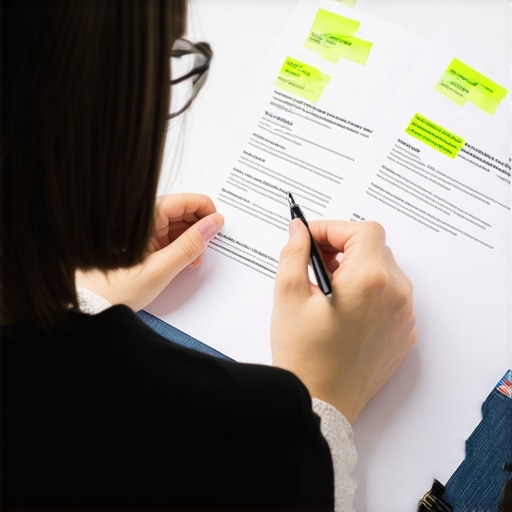 Strategic Credit Report Dispute Process Person analyzing credit report with marked errors and supporting evidence