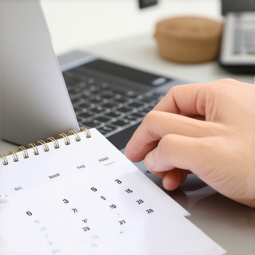 Person reviewing billing dates on a calendar while making an online credit card payment.