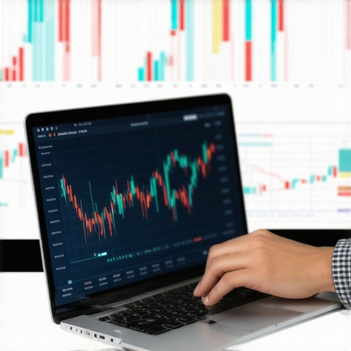 Person reviewing credit scores on a laptop with financial graphs