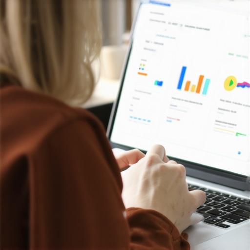 Using Digital Tools to Manage Credit Person analyzing credit reports and financial data on a laptop.