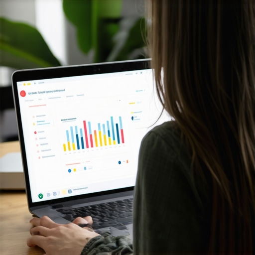 Person managing credit with financial software on laptop in home office