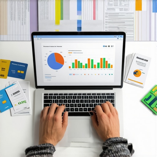 Person managing credit with financial software and reports
