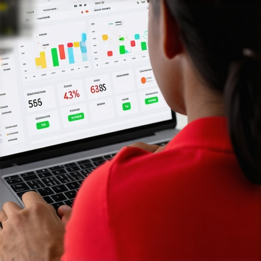 Person analyzing credit monitoring app on laptop for credit health