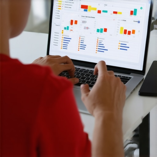 A person analyzing credit scores on a computer with financial tools