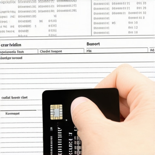 Person making small purchases with a secured credit card and reviewing credit report