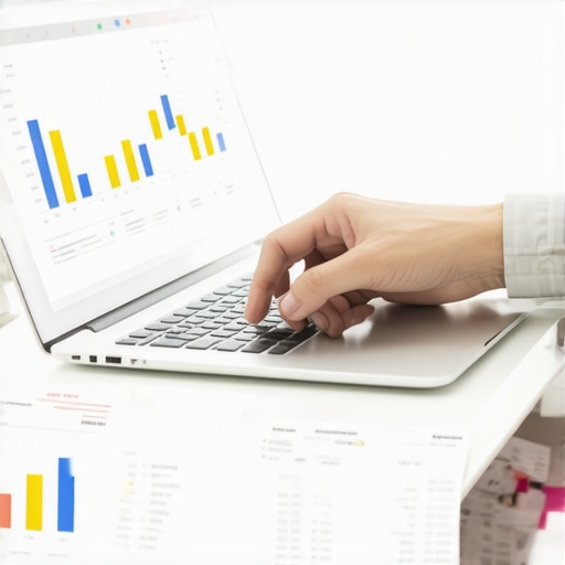Person analyzing credit data on computer with financial charts.