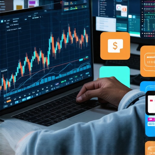 A person using a laptop with financial dashboards and credit tracking tools