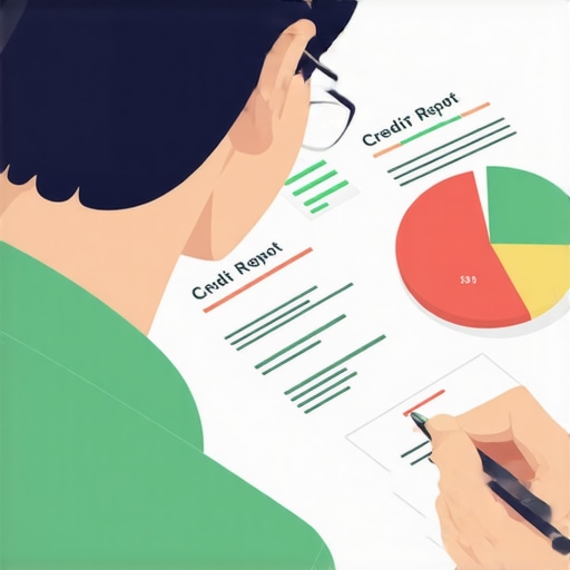 Person reviewing a detailed credit report under good lighting
