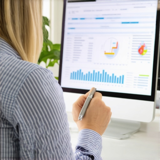 Person analyzing credit report on computer for smart credit management.