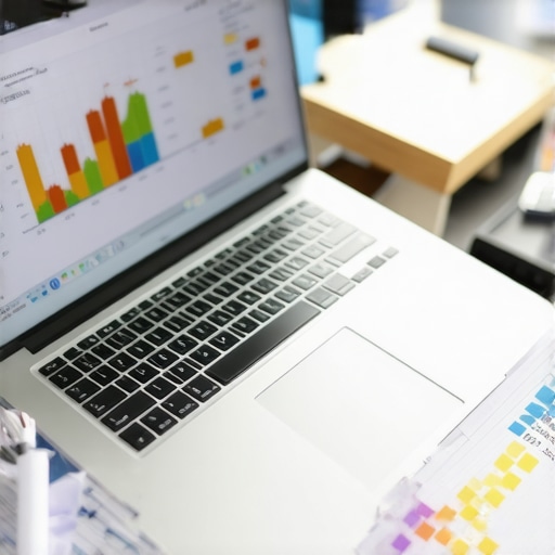 A person analyzing credit scores and financial charts on a laptop to maintain good credit health.